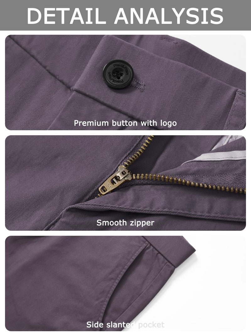 Plaid&Plain Men's Slim Fit Khaki Pants Men's Tapered Chino Pants 8801Grey 34X30 - Image 5
